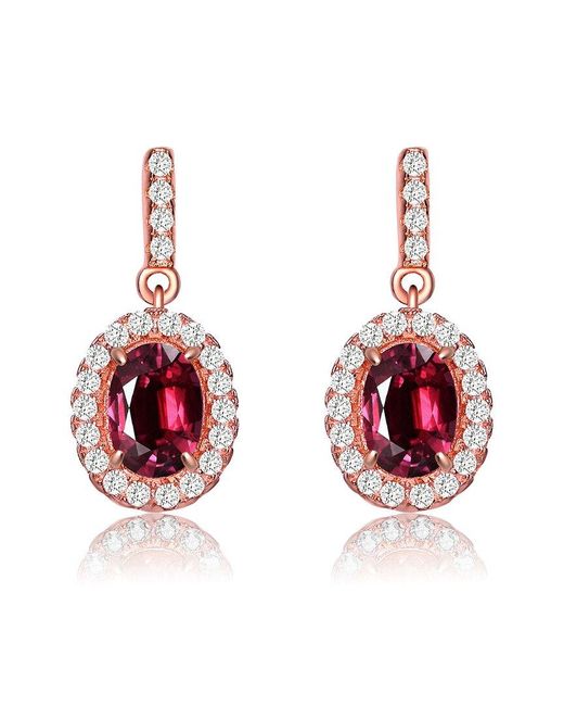 Genevive Jewelry Red 18k Rose Gold Plated Earrings