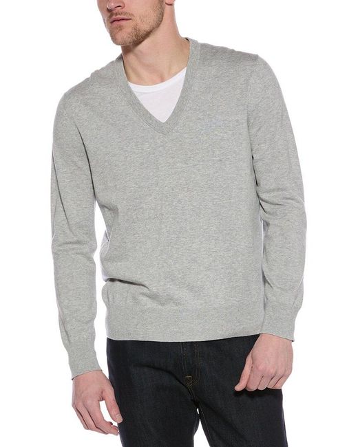 Brooks Brothers Gray Jersey V-neck Sweater for men