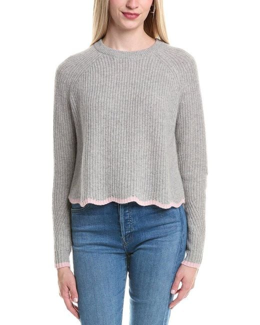 Autumn Cashmere Gray Tipped Scallop Shaker Cashmere Sweater
