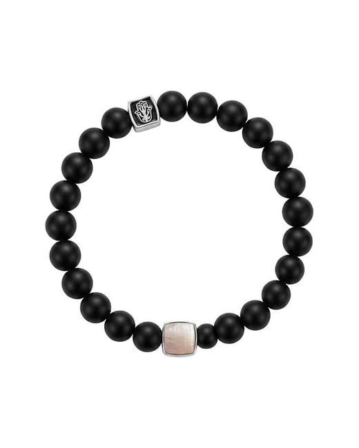 Karma and Luck Black Birthstone Plated Gemstone Stretch Bracelet