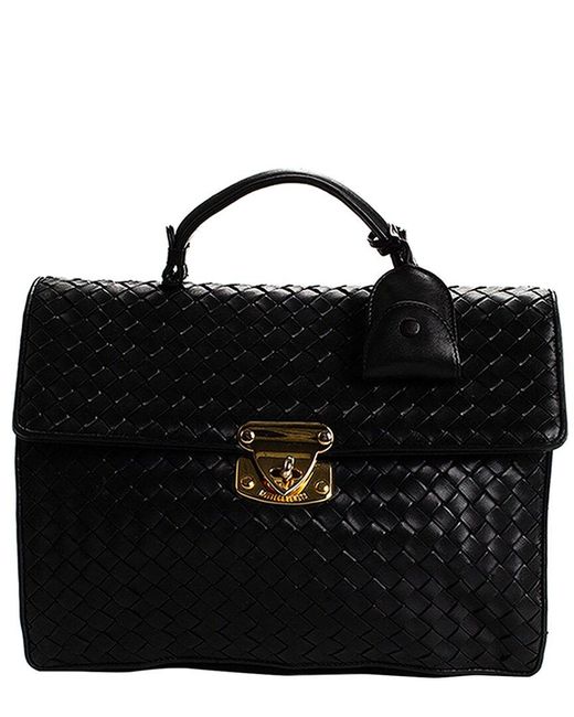 Bottega Veneta Black Intrecciato Leather Briefcase (Authentic Pre-Owned)