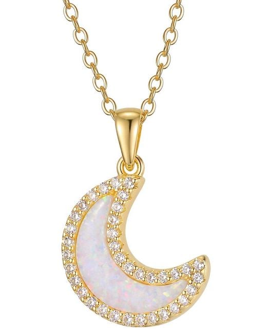 Genevive Jewelry Metallic Rachel Glauber 14K Plated Cz Pendant Necklace