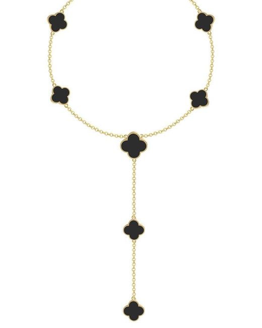 Gabi Rielle Metallic 14K Over Onyx Lariat Necklace