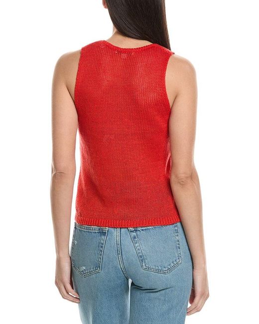 Vince Red Beachy Linen Tank