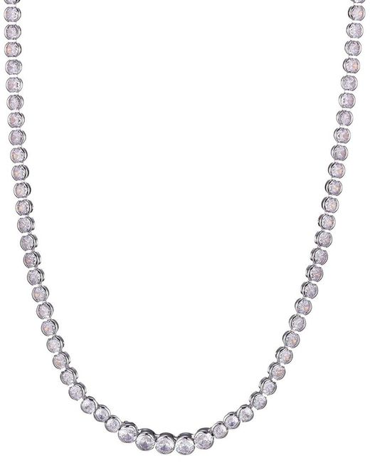 Adornia Metallic Plated Bezeled Crystal Tennis Necklace
