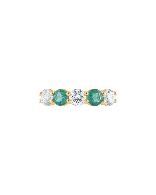 Lab Grown Diamonds Blue 14K 1.80 Ct. Tw. Lab-Grown Diamond & Lab-Grown Emerald 5 Stone Fashion Ring