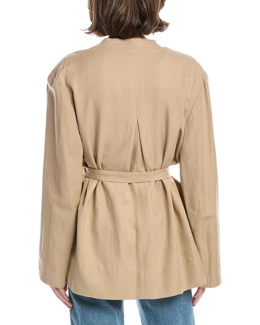 Enza Costa Natural Twill Belted Linen-Blend Jacket
