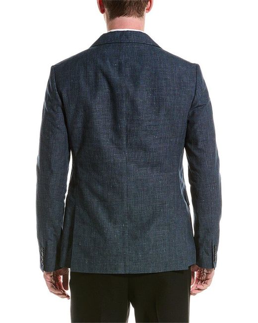 John Varvatos Blue Slim Fit Linen-blend Jacket for men