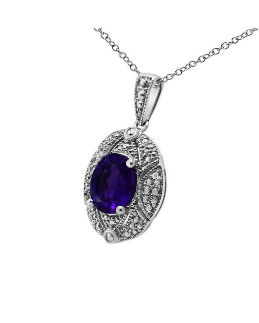 Haus of Brilliance Blue 1.75 Ct. Tw. Diamond & Amethyst Pendant Necklace