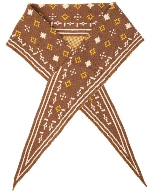 Saachi Brown Foulard Knit Triangle Scarf