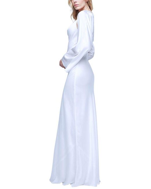 L'Agence White Alicia Shawl Cowl Neck Dress