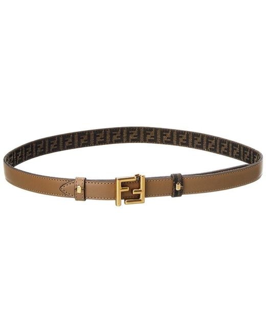 Fendi Brown Ff Reversible Jacquard & Leather Belt