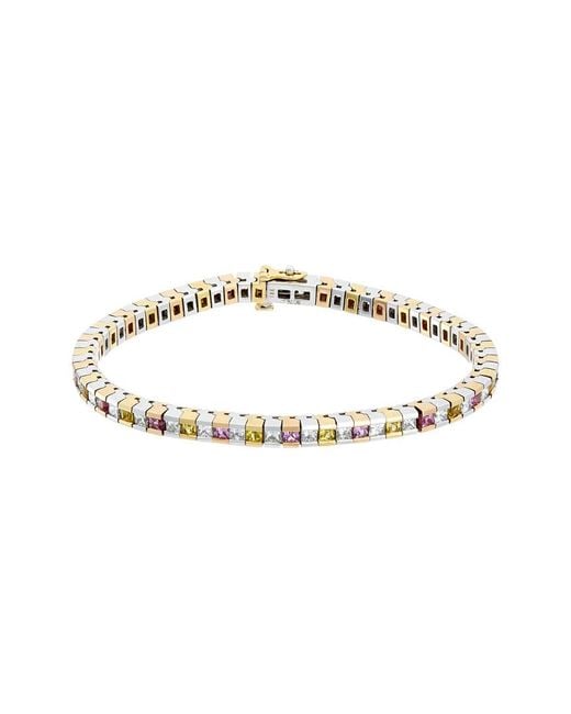 Diana M Metallic Fine Jewelry 18k Tri-tone 9.27 Ct. Tw. Diamond & Sapphire Tennis Bracelet