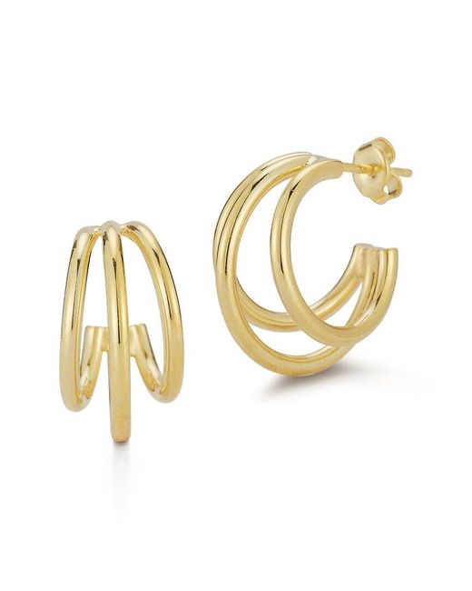 Chloe and Madison Metallic 14k Over Silver Triple Hoops