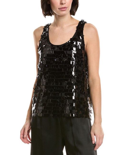 Vince Camuto Black V-Neck Boxy Tank