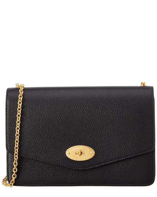 Mulberry Darley Small Classic Grain Leather Chain Shoulder Bag in Black