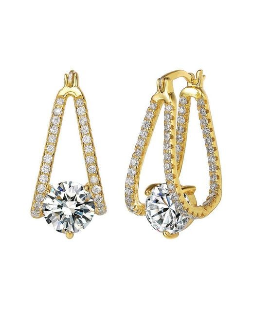 Rachel Glauber Metallic 14k Plated Cz Earrings