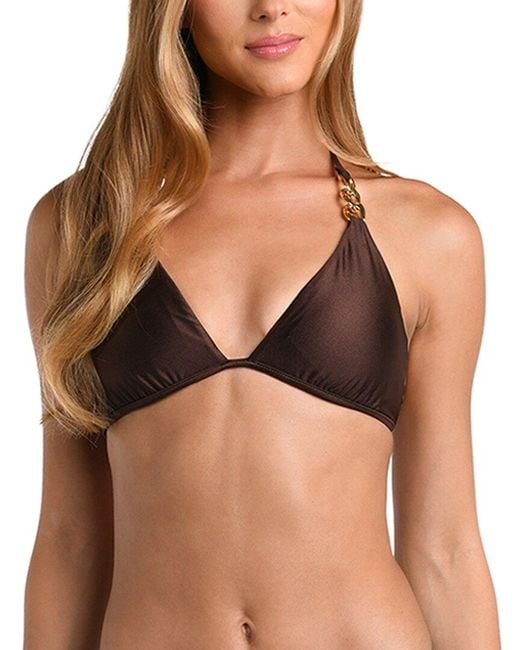 L'Agence Black Anabelle Shimmer Triangle Bra Top