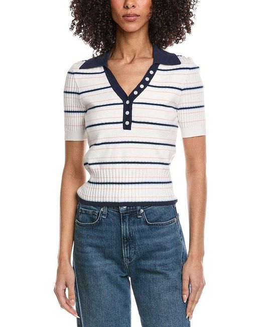 Laundry by Shelli Segal Blue Collared Popover Sweater