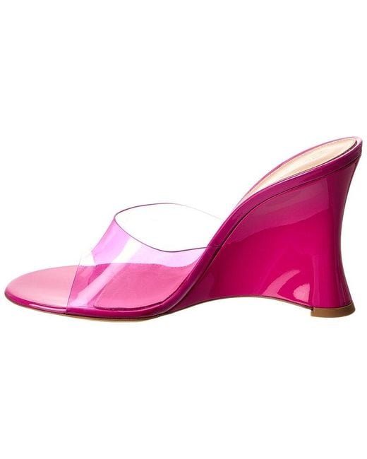 Gianvito Rossi Futura 95 Vinyl & Patent Wedge Sandal in Pink | Lyst