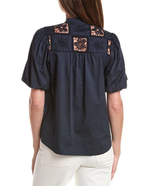 Tahari Blue A-Line Blouse