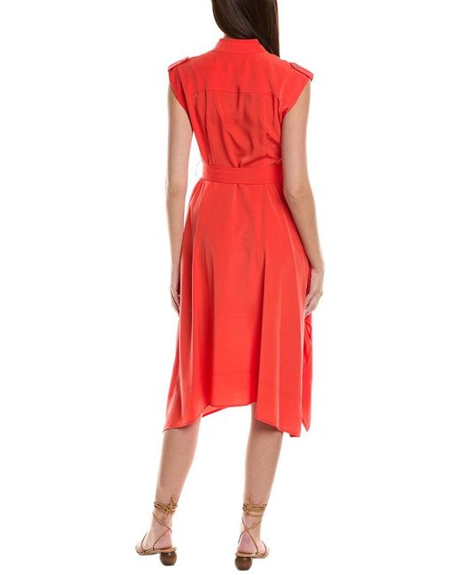 Karl Lagerfeld Red Belted Midi Dress