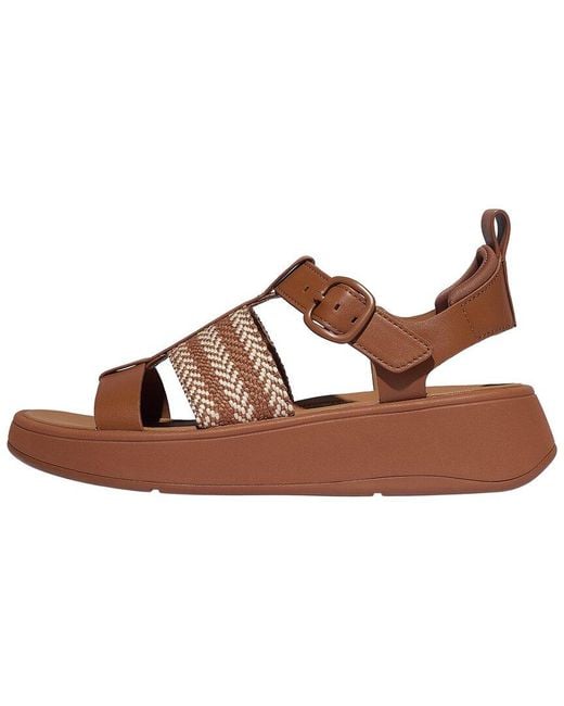 Fitflop Brown F-Mode V Weave/Leather Fisherman Sandal