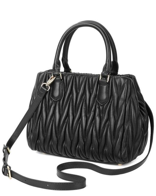 Tiffany & Fred Paris Black Quilted Lambskin Leather Satchel