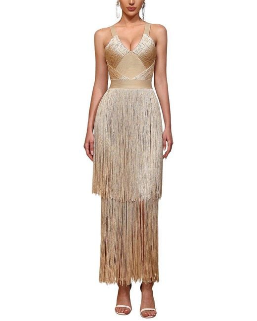 Dilireba Natural Embellished Maxi Dress