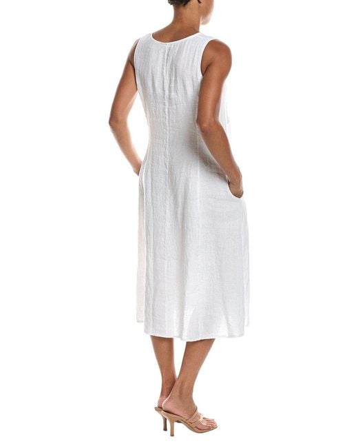 Persaman New York White Linen Midi Dress