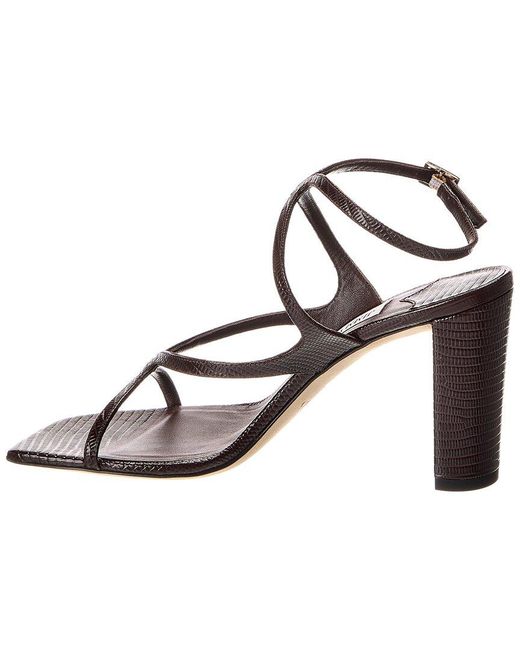 Jimmy Choo Brown Azie 85 Lizard-Embossed Leather Sandal