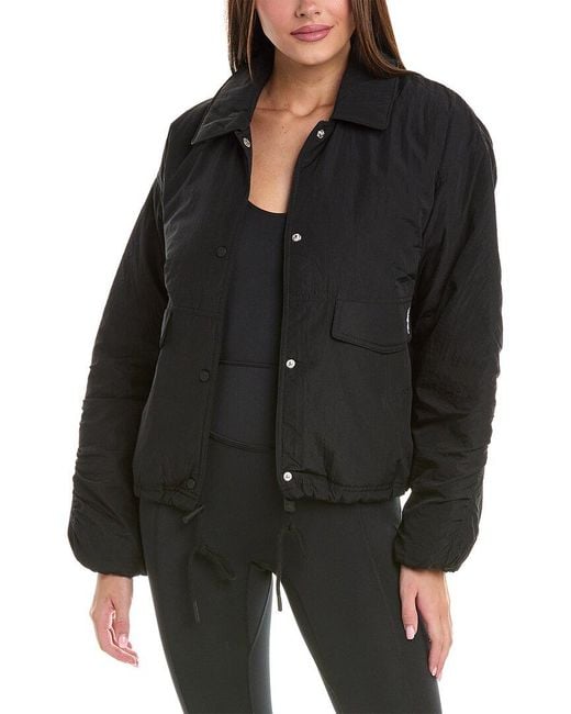 Free People Black Off The Bleachers Coaches Jacket