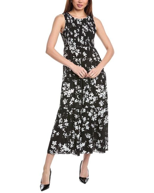 Anne Klein Black Petite Smocked Bodice Maxi Dress