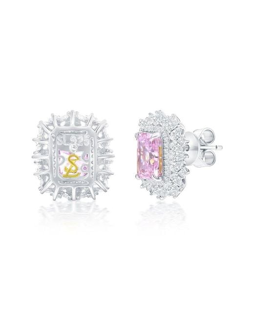 Suzy Levian CZ Jewelry Pink Suzy Levian Gala Collection Cz Stud Earrings