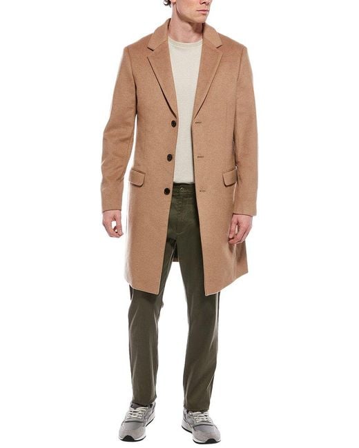 AllSaints Men's Natural Hal Suede-Trim Wool-Blend Coat