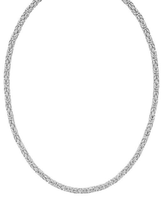 Italian Silver Metallic Italian 4.8Mm Square Byzantine Chain Necklace