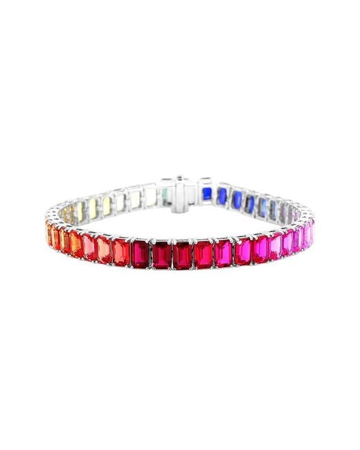 Lab Grown Gemstones Red 14K 25.00 Ct. Tw. Lab-Grown Gemstone Tennis Bracelet