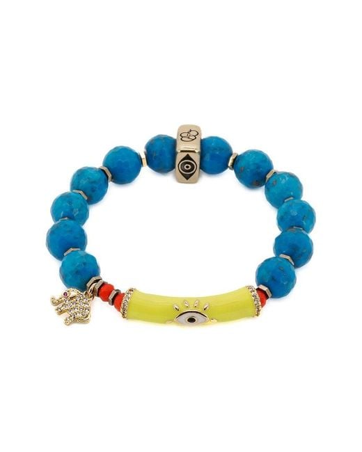 Ebru Jewelry Blue One Of A Kind Plated Beaded Bracelet