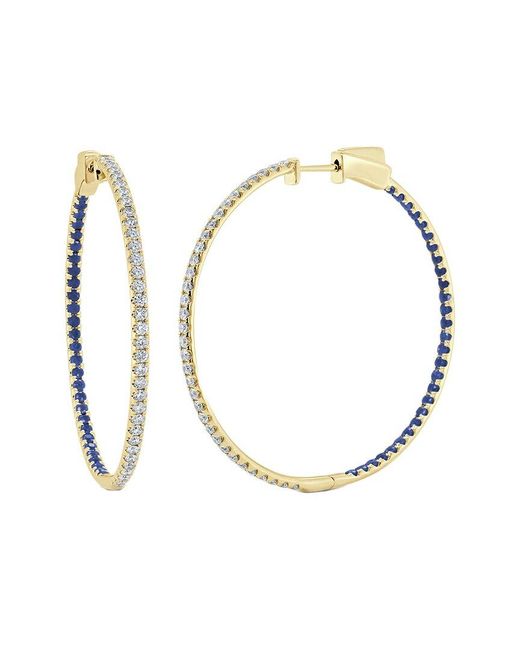 Sabrina Designs Metallic 14k 1.15 Ct. Tw. Diamond & Sapphire Hoops
