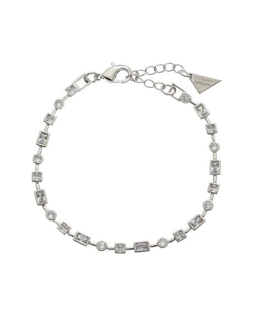 Sterling Forever Metallic Cz Camden Staggered Tennis Bracelet