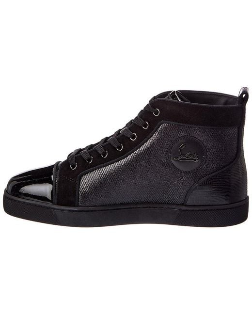 Christian Louboutin Black Louis Orlato Suede & Patent Sneaker for men