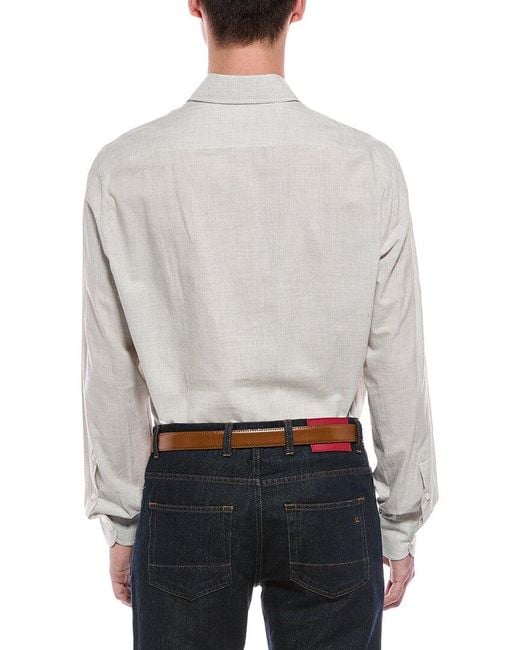 Isaia Gray Cashmere-Blend Mix Sport Shirt for men