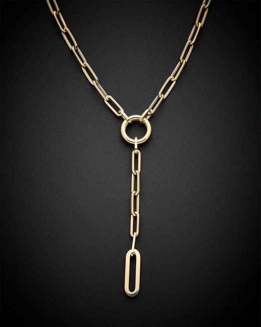 Italian Gold Black 14k Paperclip Lariat Necklace