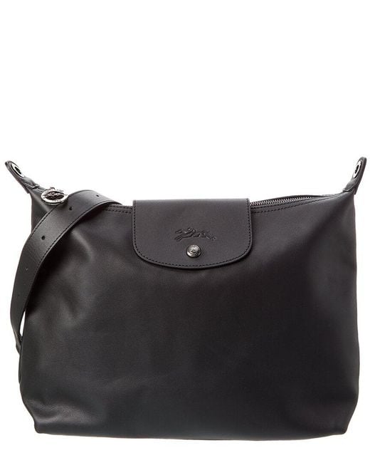 Longchamp Black Le Pliage Xtra Medium Leather Hobo Bag