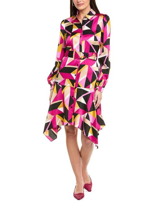 Karl Lagerfeld Red Geo Print Shirtdress