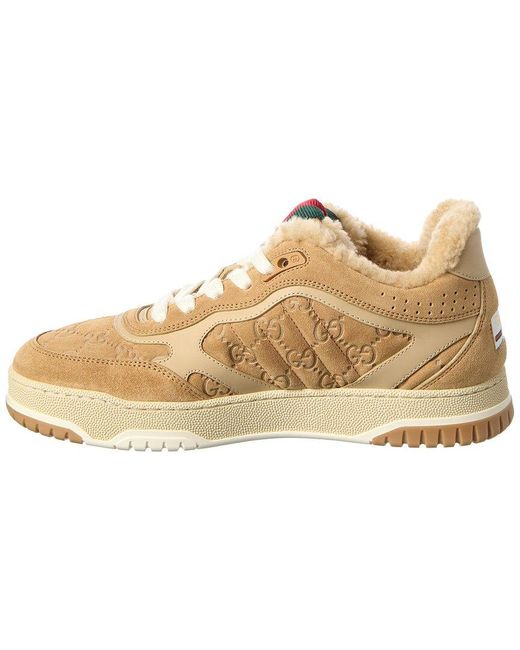 Gucci Natural Re-Web Gg Suede & Wool Sneaker