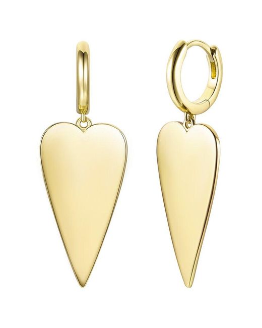 Rachel Glauber Metallic 14k Plated Heart Dangle Earrings