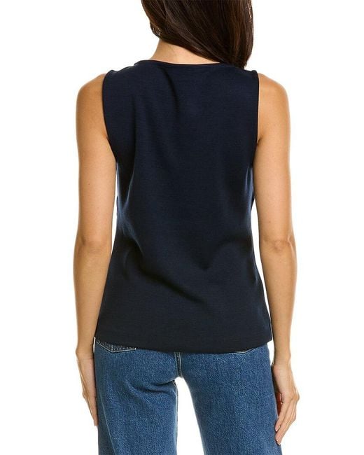 St. John Blue Milano Wool-blend Shell