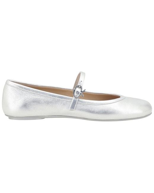 Gianvito Rossi White Carla Leather Ballerina Flat
