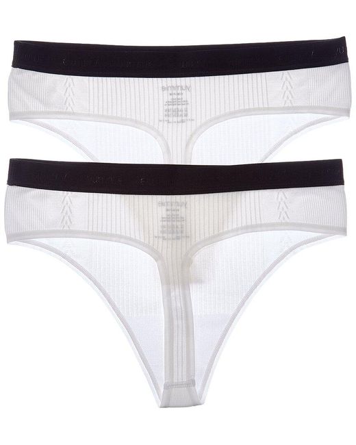 Yummie White Eden Ribbed Thong